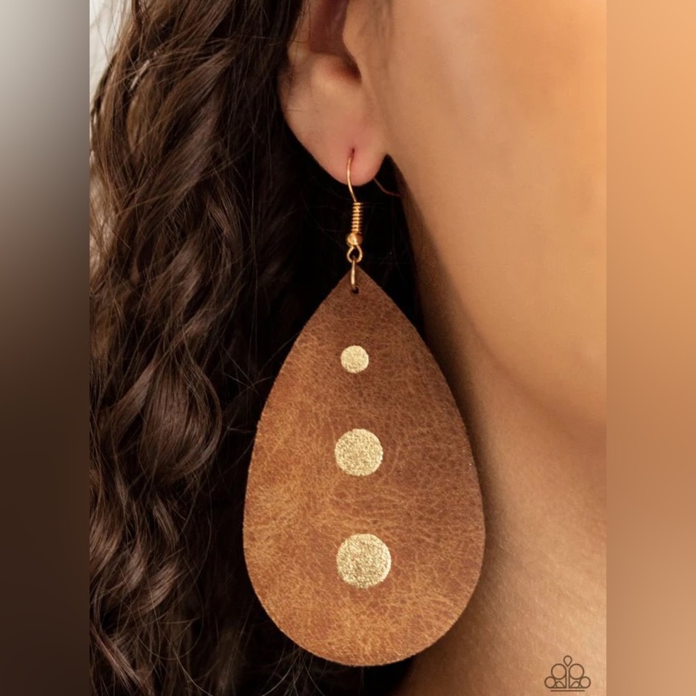 Bohemian Brown and Gold Teardrop Earrings